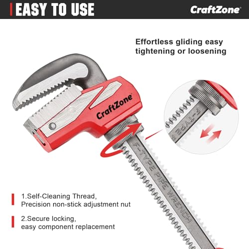 16 Inch Aluminum Pipe Wrench, Heavy-Duty Adjustable Plumbing Wrench, 130mm Max Jaw Capacity, Cr-V Steel Jaw, Lightweight Straight Pipe Wrench for Pipe Fittings - size: 16in