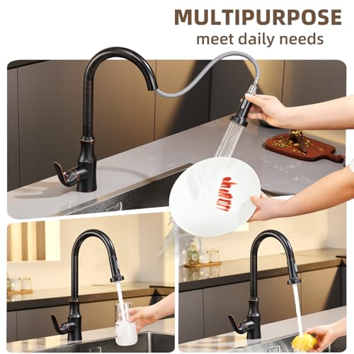 Angle Simple Kitchen Faucet Head Oil Rubbed Bronze, Sprayer Replacement - color: Oil Rubbed Bronze