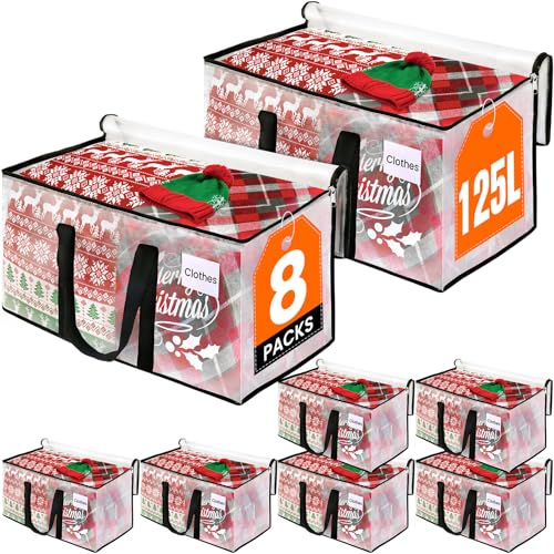 RoomHacks Moving Bags, Heavy Duty Large Storage Bags, 125L, 8 Pack, Clear - size: 125L- 8Packs