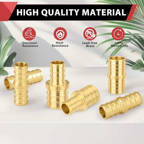 20-Pack EFIELD Pex 1/2" x 1/2"Straight Coupling Brass Crimp Fitting - size: Pack of 20, style: 1/2''x1/2''