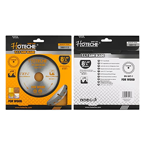 Hoteche 8-1/4-Inch Circular Saw Blade for Wood 40-Tooth Tungsten Carbide-Tipped Blade High-Performance Professioal Saw Blade for Miter Saw and Table Saws with 1-inch, 13/16-inch, 5/8-inch Arbor - size: 8-1/4-Inch, style: 40-Tooth