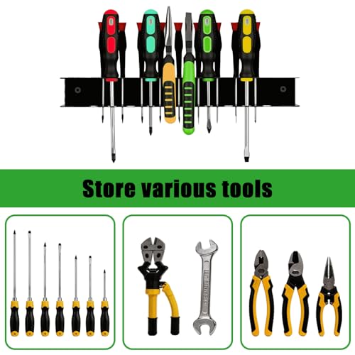 12.6" Wall-Mounted Screwdriver Holder, Metal Pliers Holder, 23 Holes Multi-Purpose Tool Organiser, Hand Tool Organiser, Suitable for garages, workshops, storage sheds & workbenches