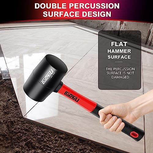 8oz Rubber Mallet Hammer, Fiberglass Handle, Rubber Mallet for Flooring, Tent Stakes, Woodworking, Camping, Soft Blow Tasks without Damage - style: 8oz Rubber Mallet