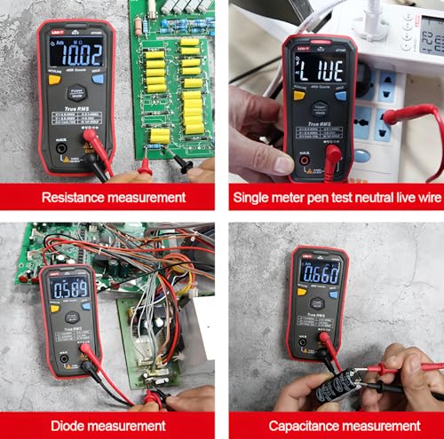 UNI-T UT123T Digital Multimeter Pocket-Sized, NCV Detection, Temperature, Continuity Test, CAT III 600V, Auto-Ranging, EBTN LCD for Home DIY Electrical Testing