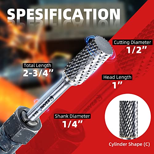 EZARC Tungsten Carbide Rotary Burr Bit, SA-5 Double Cut, 1/4-Inch Shank - style: SA-5
