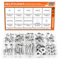 HELIFOUNER 102 Pieces #12-24 Phillips Countersunk Head Machine Screws Nuts Washers Assortment Kit, Coarse Thread, Fully Machine Threaded, 304 Stainless Steel - size: #12-24