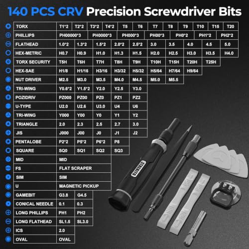 STREBITO 153 in 1 Small Magnetic Screwdriver Set, Precision Screwdriver set - color: Grey