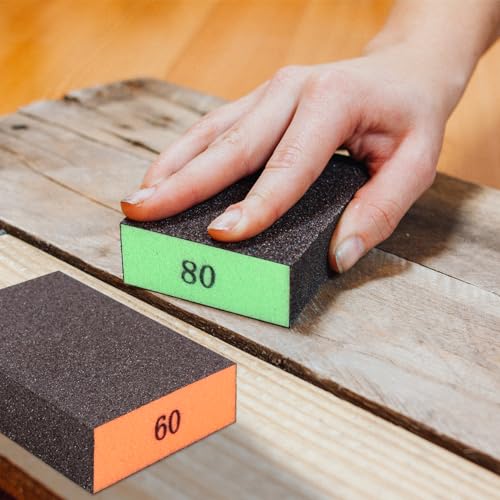 Romeda 8-Pack Sanding Sponge, Four Grits Per Pack 60/80/120/220, Washable and Reusable Handmade Sandpaper Block, Drywall Sandpaper Blocks for Wooden Drywall Sheetrock and Metal Glazing - color: 60/80/120/220 Grits, size: 8-Pack