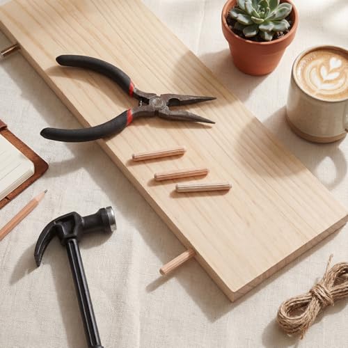 100 Pcs 1/4" Wood Dowel Pins, 1/4" x 1 1/2" Fluted Hardwood Dowel Pins Straight Grooved Wood Pegs for Furniture, Model Building and Woodworking