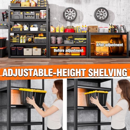 72''H 45''W 20" D Storage Shelves Garage Shelving,Adjustable 5 Tier Utility Steel Shelf, Heavy Duty Metal Shelving, Shelving Units and Storage Rack fo Kitchen Pantry Laundry - size: Metal/46"Wx20"Dx71"H