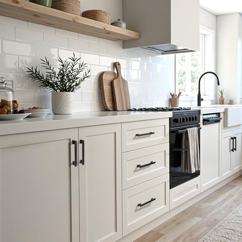 KNOBWELL 6 Pack Matte Black Solid Cabinet Pulls 5 Inch(128mm) Hole Center Kitchen Cabinet Handles,Cabinet Hardware for Cupboard Drawer Pulls - color: Matte Black, size: Hole Center：5 inch（128mm）