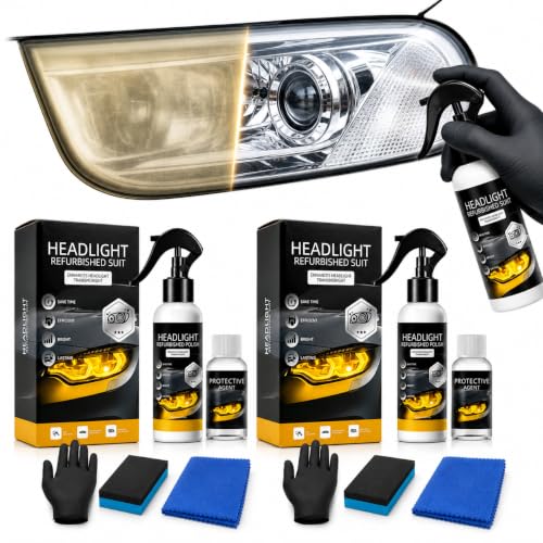 2 Pack Car Headlight Restoration Kit, 100ml + 20ml Refill, No Sanding
