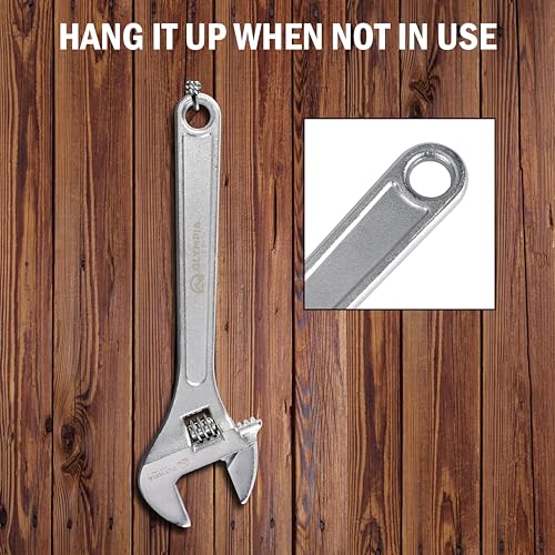 Olympia Tools 10" Adjustable Wrench, Heavy Duty Drop Forged Steel, Chrome Plated, Precision Machined Jaws, Rust Resistant - size: 10-Inch