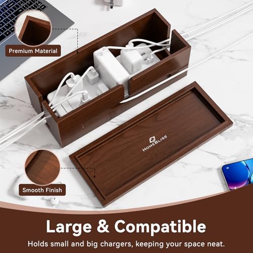 Large Cable Management Box-Stylish Wire Organizer, Wire Concealer and Wire Management Box-Wire Management Box with Protective Sleeve (Black) - color: Black