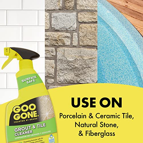 Goo Gone Grout and Tile Cleaner - 28 Ounce - Removes Tough Stains Dirt Caused by Mold Mildew Soap Scum and Hard Water Staining - Safe on Tile Ceramic Porcelain, pack of 2 - size: 28 Fl Oz (Pack of 2)