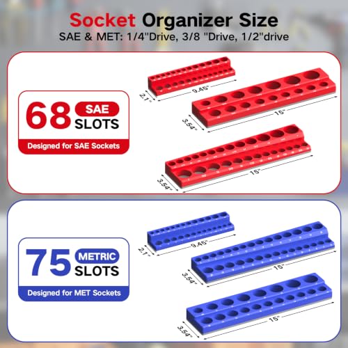 8-Piece Magnetic Socket Organizer and Wrench Organizer Set