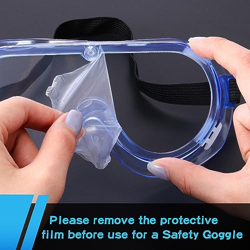 Yunsailing Protective Safety Goggles Lab Over Glasses Clear Anti Fog Eye Protection Goggles for Men Women - color: Clear Blue, Black