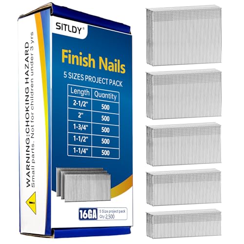 304 Stainless Steel Straight 16 Gauge Finish Nails 5 Sizes 2500 PCS - size: 5 SIZES- 2500 pcs
