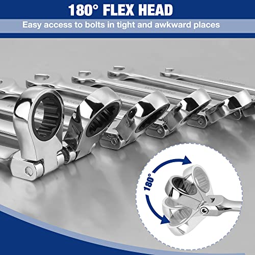 WORKPRO 8-piece Ratcheting Combination Wrench Set, Metric & Polished - size: Metric, style: Mirror Polished