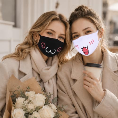 Cute Cat Face Mask, Kawaii Cotton Mouth Masks Reusable Washable Face Mask Anti-Dust Anime Masks for Women Men - color: 10pcs