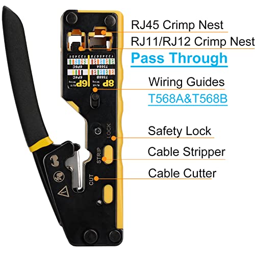 Solsop Pass Through RJ45 Crimp Tool Kit Ethernet Crimper