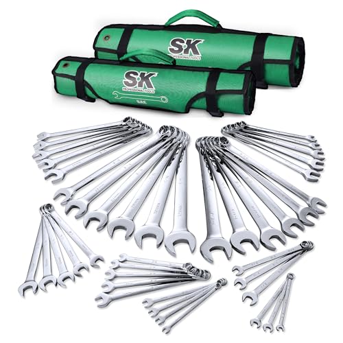 SK Combination Wrench Set, Metric 6 to 32mm, SAE 1/4" to 1-1/4", 42-Piece - size: Metric & SAE 6 to 32 mm