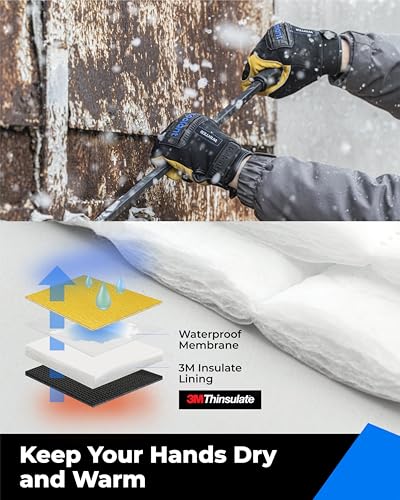 toolant Upgraded Waterproof Winter Work Glove with 3M Lining,Heavy Duty High Dexterity Leather Gloves,Touchscreen with Impact Protection - size: XX-Large