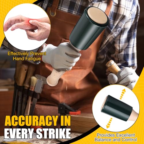 Precision 15oz Wood Carving Mallet for Woodworking, Ergonomic Wooden Handle