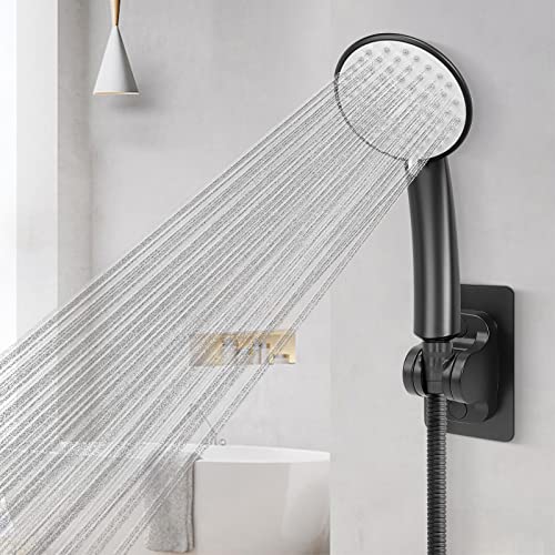 NearMoon Self Adhesive Shower Head Holder-Adjustable Handheld Shower Holder NO Drilling Wall Mount Waterproof (1 Pack, Matte Black) - style: Matte Black