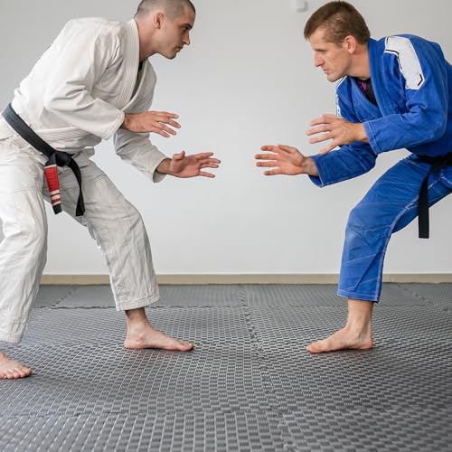 BalanceFrom Puzzle Exercise Mat 1" Thick, EVA Interlocking Foam Floor - color: Grey, style: One Inch Thick, 24 Square Feet