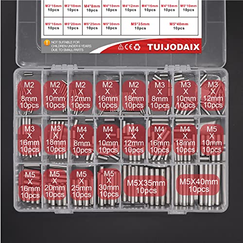 220Pcs 304SS Dowel Pin Assortment Kit M2-M5 Shelf Support Pins - size: M2/M3/M4/M5