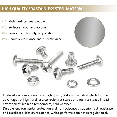 102 Pieces M6 x 10/12 /16/20 /25/30 /35mm Phillips Pan Head Machine Screws Nuts Washers Assortment Kit, 304 Stainless Steel, Fully Machine Thread - size: M6, style: Phillips Pan Head