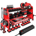 KSVO Power Tool Organizer Wall Mount, Locking Drawers, Charging Shelf, Red - color: Red