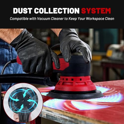 BUCKTOOL 6-Inch Variable Speed Random Orbital Sander, 3A Brushless Motor