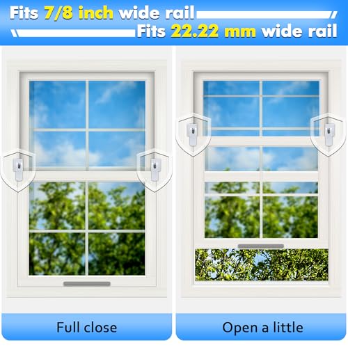 2 Pack Window Locks, Diecast Durable Design, Compatible with Horizontal and Vertical Window, Fit 1/16 inch(0.16cm) up to 1-1/2 Inch Long Version Wide Rail Easy Installation Enhanced Safety - size: 1-1/2 Inch Long Version