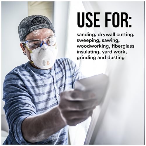 3M All-In-One Respirator, Best for Sanding, Fiberglass, Drywall, Painting, N95, Exhalation Valve Helps Direct Exhaled Air Downward, Relief From Dusts And Certain Particles, 10-Pack