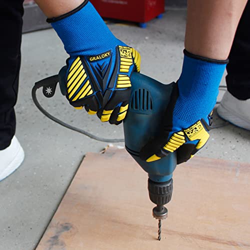 3 Pairs Work Gloves, Impact Resistant Gloves with Rubber Men Women - size: XX-Large