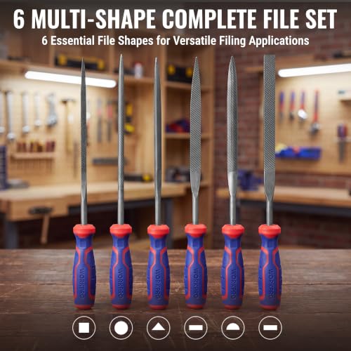 WORKPRO 6-Piece Needle File Set, Mini Precision Files for Metal, Wood & Plastic - size: 6-Piece Needle File Set