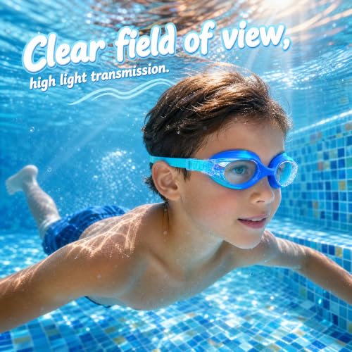 Good Anti-Fog Swim Goggles for Kids 3-15, Boys, Girls, Youth Toddler - color: Pink, Purple