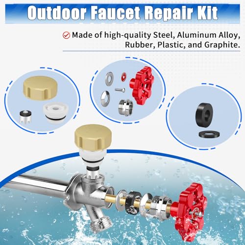 Outdoor Faucet Repair Kit, ASSE 1019-A Vacuum Breaker Outside Faucet Repair Kit, Vacuum Breaker and Handle Replacement Kit for Anti-Siphon Frost-Free Sillcock Valves, Wall Hydrant Complete Service Kit