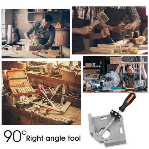 4 Pack Right Angle Clamp - 90 Degree Clamps for Woodworking, Single Handle Aluminum Alloy Corner Clamp with Adjustable Swing Jaw for Welding, Wood-Working, Drilling, Crafting Project - style: 4-Pack