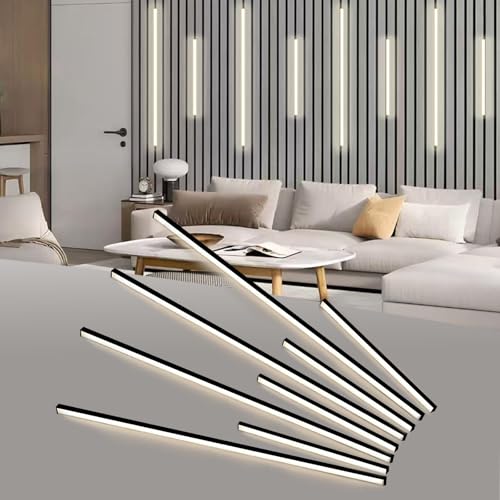 LED Wall Panel Lights Black,Dimmable Wood Slat Wall Panel Strip Light 8PCS - size: Black-8PCS