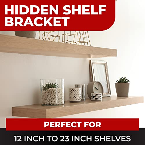 Set of 2 Floating Shelf Brackets 11 inch Multiple Mounting Location Baseplate/Heavy Duty Black Painted Mild Steel Bracket Hidden Wall Shelves Support Hardware Mount Kitchen/Nursery Decor(8 inch Rods) - size: 8 inch Rod