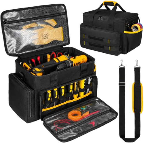 Tool Bag 15-Inch, Heavy-Duty Tool Storage Organizer, Portable Tool Box Tote - color: Black