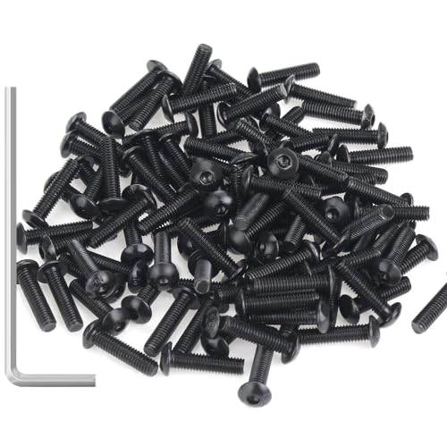 105 Pieces M3 x 12mm Button Head Socket Cap Screws, Thread Pitch 0.5mm, Sutemribor M3 Black Screws, 10.9 Grade Alloy Steel, Black Oxide Finish, Fully Threaded - size: M3 x 12mm, style: Button Head