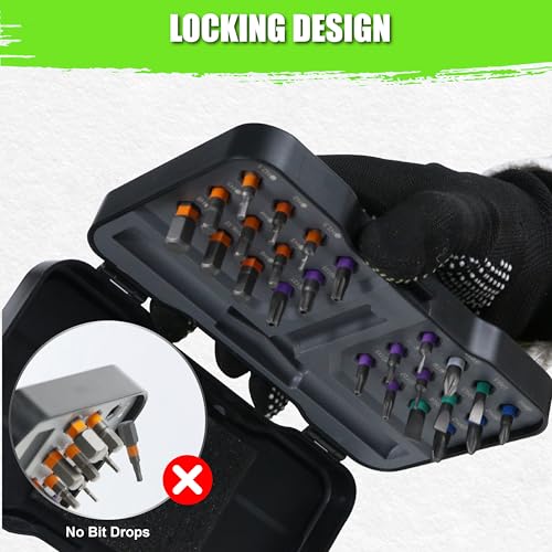 SUNHZMCKP 24 in 1 Magnetic Ratchet Screwdriver Set with Detachable T Handle | HRC60+ S2 steel bits, anti-slip precise tip; 58-tooth reversible ratchet T-handle, extendable rod slots work as nut wrench