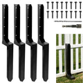 4 Pack Strong Fence Post Repair Kits with One-Piece Steel Anchor & Stakes - color: Black