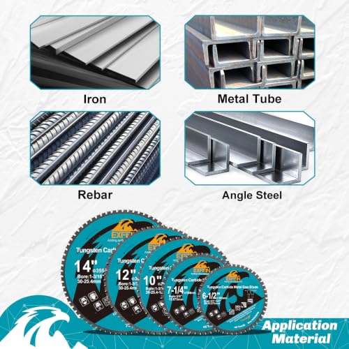 7-1/4" 48T Metal Circular Saw Blade - EXFEIN Tungsten Carbide Tipped Saw Blade Arbor 5/8" for Metal Sheet or Pipe, Angle Iron, Rebar, Ferrous Metals, Non-Ferrous Metals - size: 7-1/4"