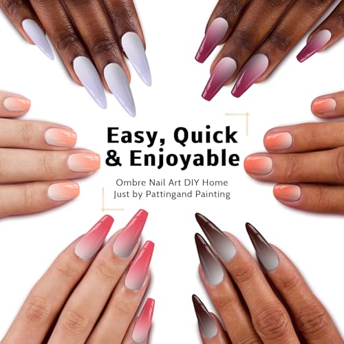 Ombre Gel Polish Palette,16Colors Pat Gel Paint Nail Art Kit Sponge Patting - color: 16 Colors F