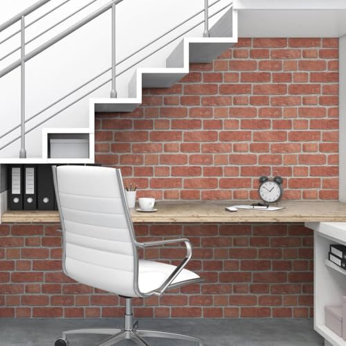 Main Street Peel and Stick Wallpaper Sheets, Red Brick, 12-Pack - style: Red Brick